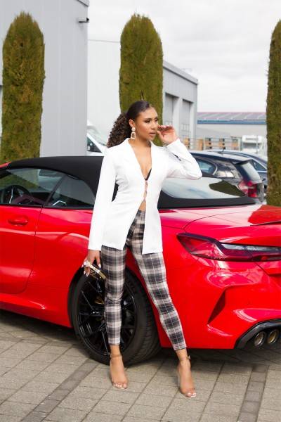 Koucla Sexy Highwaist Hose mit Karomuster und Taschen Kostenloser Versand