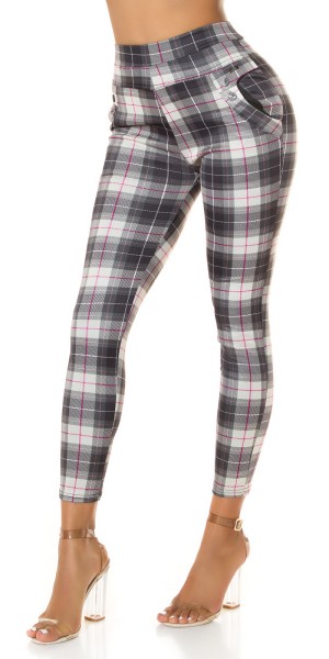 Koucla Sexy Highwaist Hose mit Karomuster und Taschen Kostenloser Versand