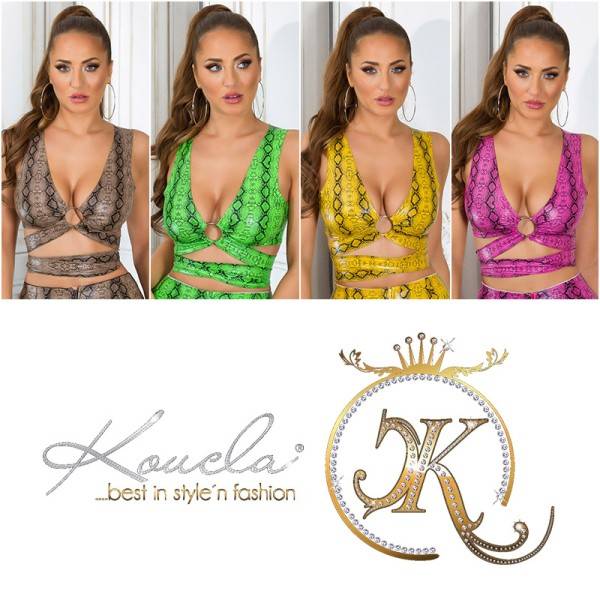 Koucla Sexy Koucla Kunstleder Crop top mit Snake Print Fabrik Onlineshop