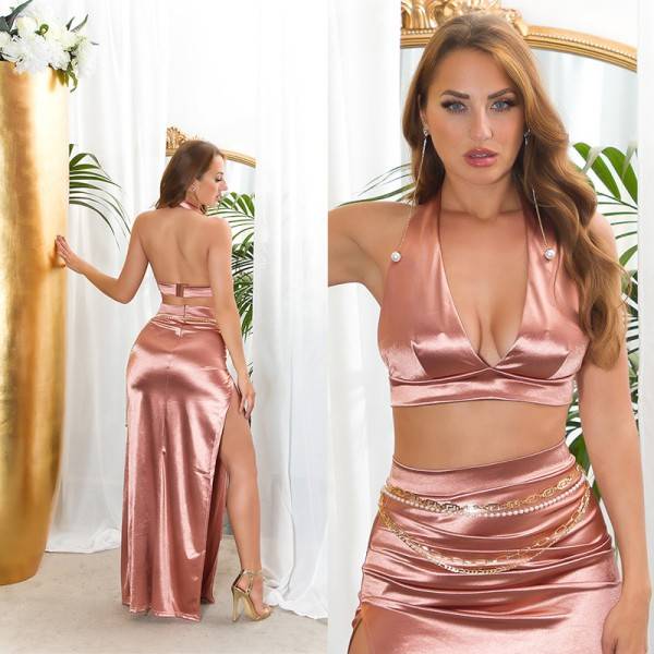 Koucla Sexy Koucla Neckholder Crop Top im Satin Look Zeitbegrenzte Promotion