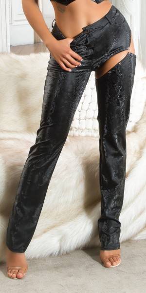 Koucla Sexy Koucla Wetlook Hose mit Snake Print & Cut Out Riesige Rabatte