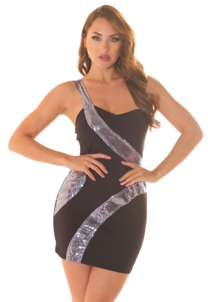 Koucla Sexy one-shoulder Party-Mini-Kleid mit Pailletten Begrenztes Angebot
