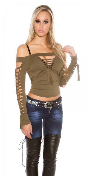 Koucla Sexy KouCla Shirt mit sexy Rissen Black Friday Preise