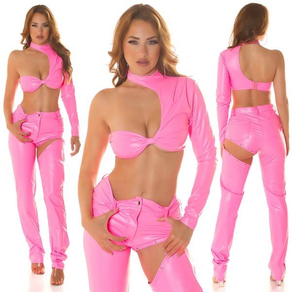 Koucla Sexy Koucla Kim K. Style One Arm Crop Top Leder Look Angebote