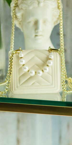 Koucla Trendy Ultra Mini Handtasche mit Perlen Henkel Online Shopping