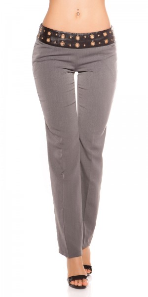 Koucla Sexy KouCla Stoffhose mit Nieten und Lederlook Weihnachtsangebot