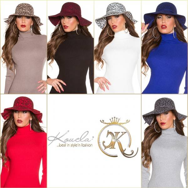 Koucla Trendy Floppy Leo Filz Hut mit Zierband Neueste Mode