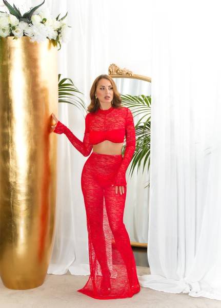 Koucla Sexy Koucla cropped Langarmshirt aus Spitze Begrenzte Freigabe