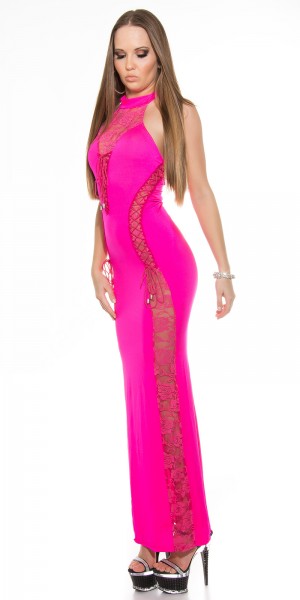 Koucla Sexy Neck-Kleid mit Spitzenstoff und geschnürt Online Shopping