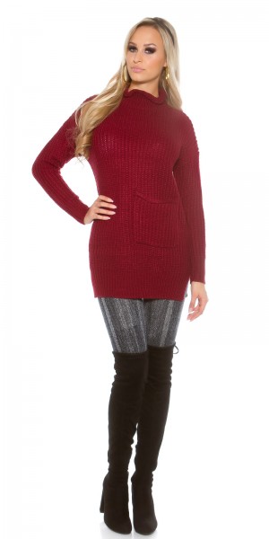 Koucla Sexy KouCla Grobstrick Rollkragen Pulli mit Tasche Weihnachtsangebot