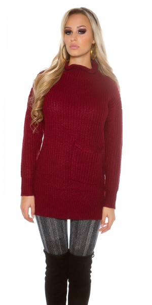 Koucla Sexy KouCla Grobstrick Rollkragen Pulli mit Tasche Weihnachtsangebot