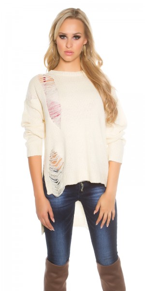Koucla Sexy Koucla-High/Low-Strickpullover mit Risse Osterangebot