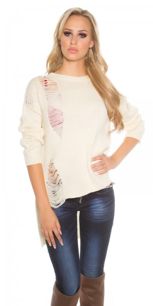 Koucla Sexy Koucla-High/Low-Strickpullover mit Risse Osterangebot
