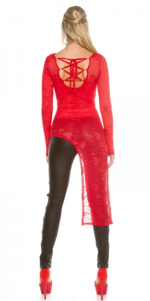 Koucla Sexy Koucla-Spitzenlangarmshirt mit Schnürung Jubiläumsangebot