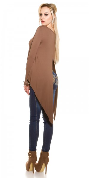 Koucla Sexy KouCla 2Way HighLow Langarm Crop Shirt Heißer Verkauf