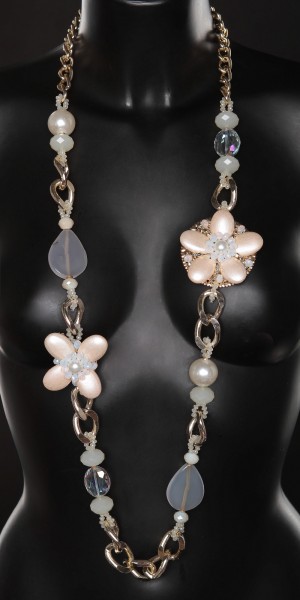 Koucla Trendy Halskette mit Perlen und Blumen Riesige Ersparnisse