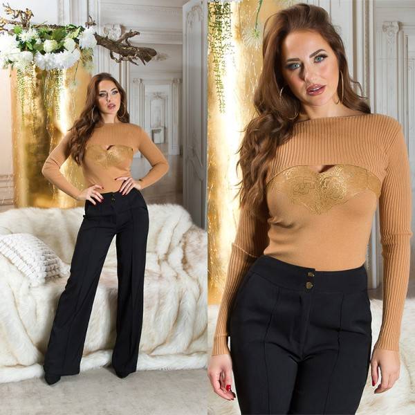 Koucla Sexy 2Piece Strick-Set / Top + Crop Pulli Begrenzt auf 3 Tage
