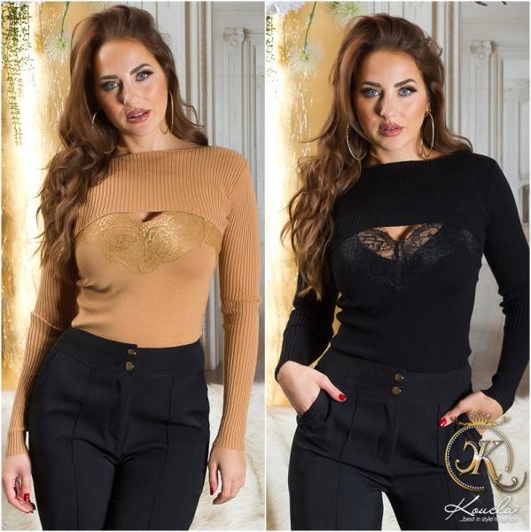 Koucla Sexy 2Piece Strick-Set / Top + Crop Pulli Begrenzt auf 3 Tage