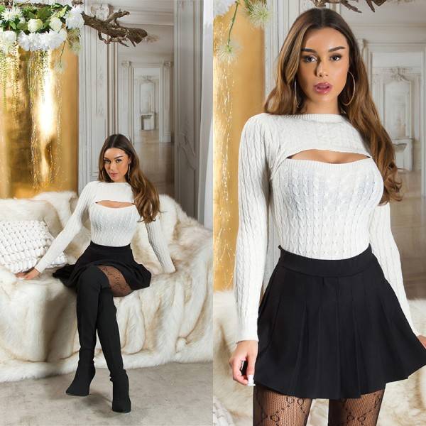 Koucla Sexy Strickpullover mit Cut Out Black Friday Preise