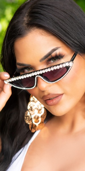 Koucla Sexy Cat-Eye Sonnenbrille mit Strass Auslauf