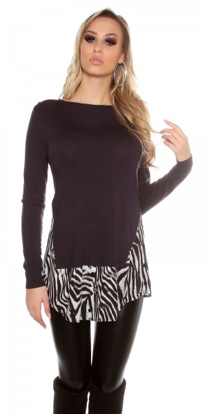 Koucla Trendy Koucla 2in1 FeinstrickPulli mit AnimalPrint Online Outlet