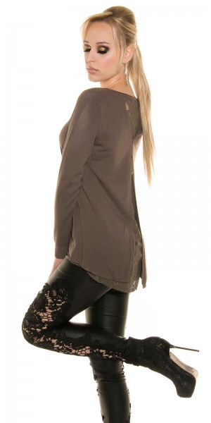 Koucla Sexy Koucla Pullover mit Spitze und Knöpfen Exklusive Angebote
