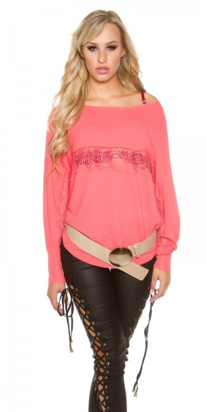 Koucla Trendy Koucla Fledermausärmelpullover mit Spitze Große Rabatte