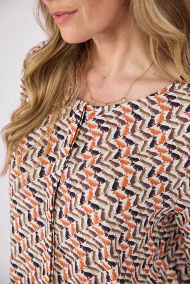 Lieblingsstück Alloverprint-Bluse mit Rundhalsausschnitt Exklusive Angebote