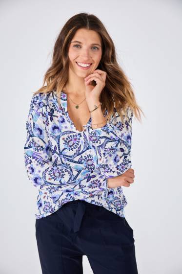 Lieblingsstück Print Bluse mit Bindebändern am Arm Discount Store für neue Produkte