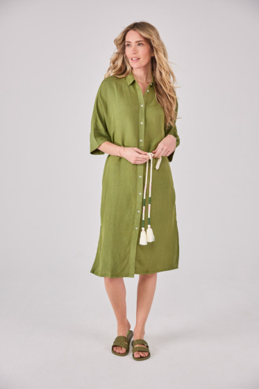 Lieblingsstück Leinenkleid mit Hemdkragen Black Friday Preise