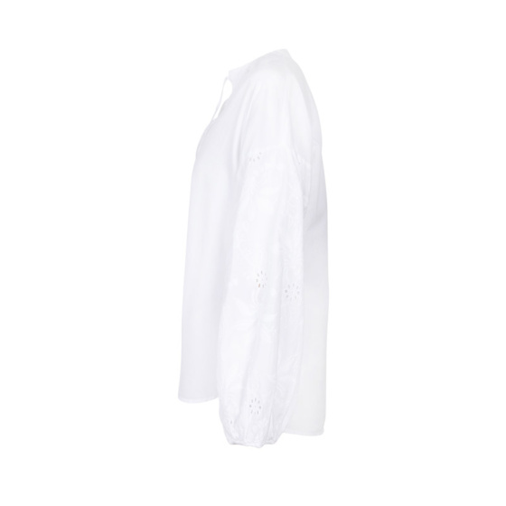 Lieblingsstück Weiße Stehkragenbluse mit Ärmelstickerei Angebote