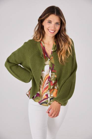 Lieblingsstück Strickjacke mit Puffarm und Rippenstruktur Fabrik Onlineshop