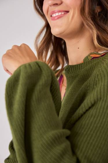 Lieblingsstück Strickjacke mit Puffarm und Rippenstruktur Fabrik Onlineshop