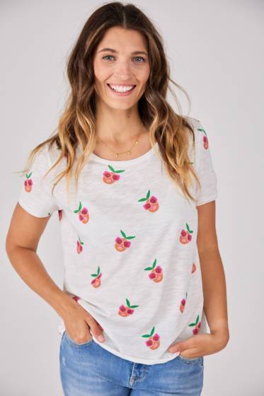 Lieblingsstück T-Shirt mit Allover Pfirsichmotiv Saisonschlussverkauf