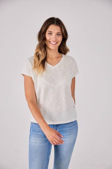 Lieblingsstück Gestreiftes T-Shirt mit V-Ausschnitt Cyber Monday