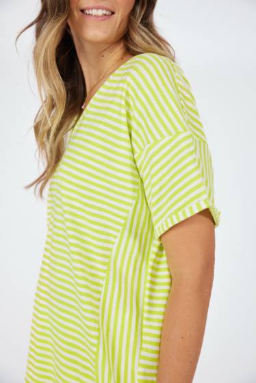 Lieblingsstück Halbarm T-Shirt mit Streifen Lime Begrenzte Freigabe