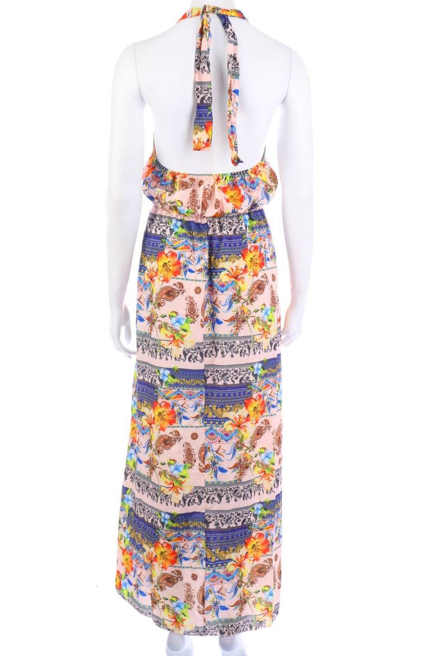 Carou Ohne Label Neckholder-Maxi-Kleid mit Blumen-Print Zeitbegrenzte Promotion