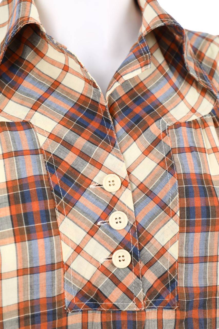 Carou VINTAGE Bluse mit Tartan-Muster Kostenloser Versand international