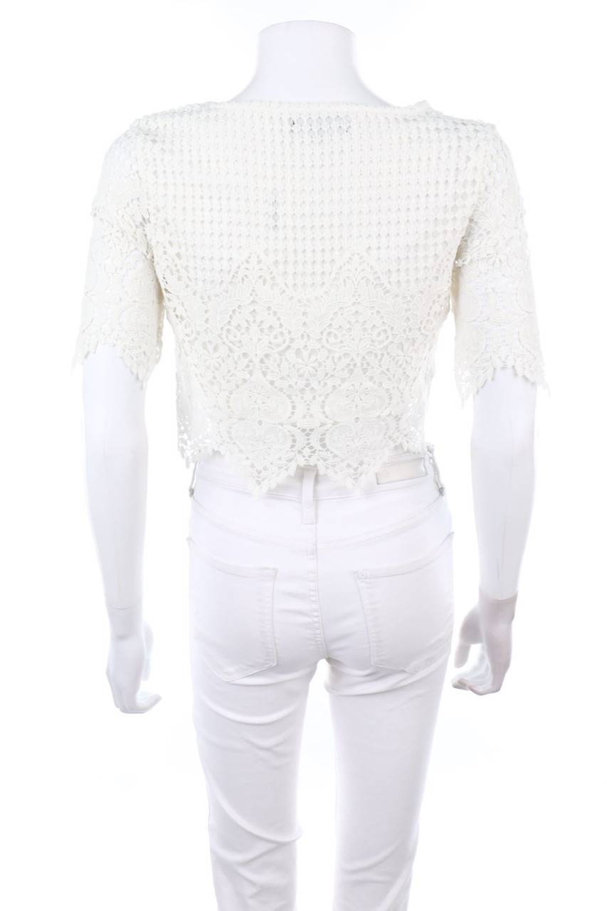 Carou NEW LOOK Cropped-Kurzarm-Bluse aus Spitze Weihnachtsangebot