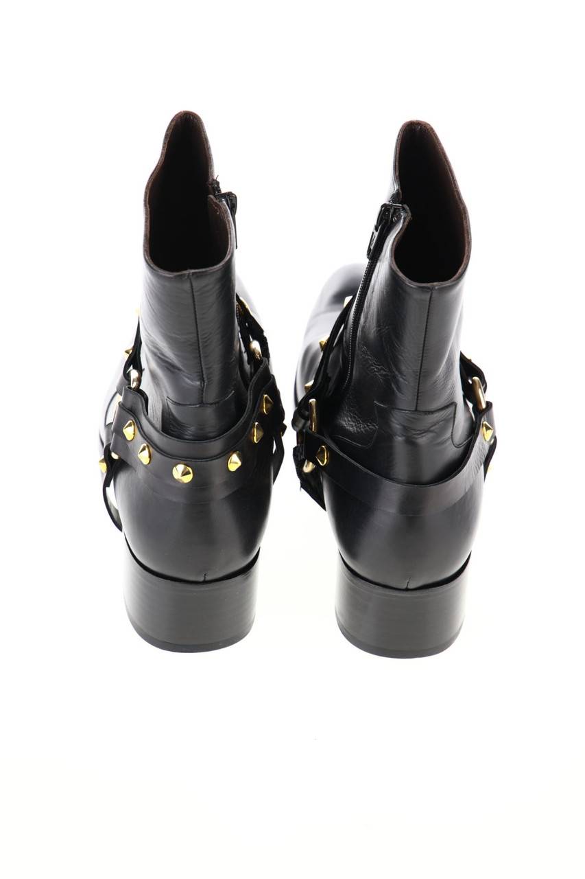 Carou GRANDINETTI Leder-Stiefeletten mit Nieten Tägliche Deals