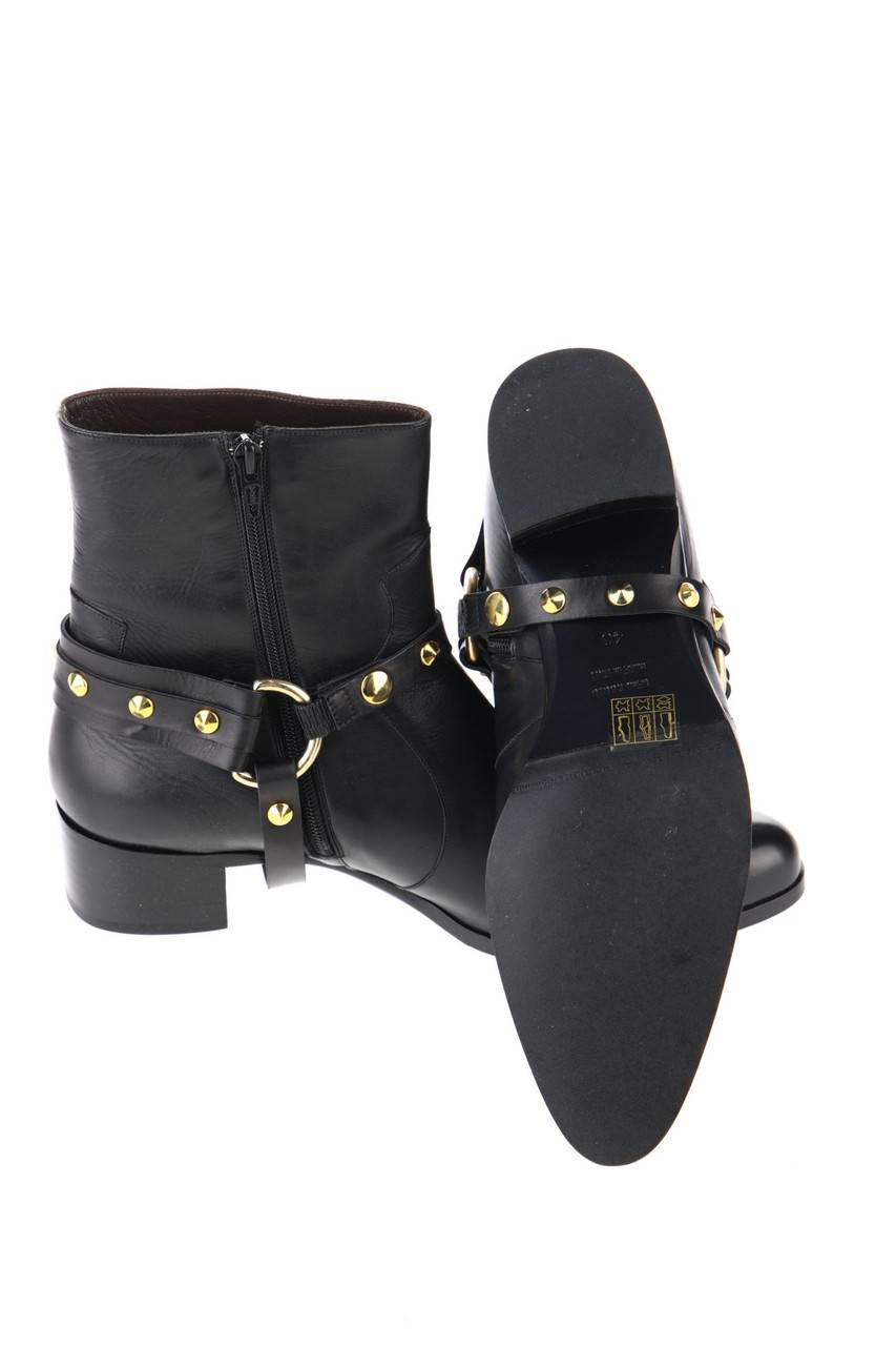 Carou GRANDINETTI Leder-Stiefeletten mit Nieten Tägliche Deals