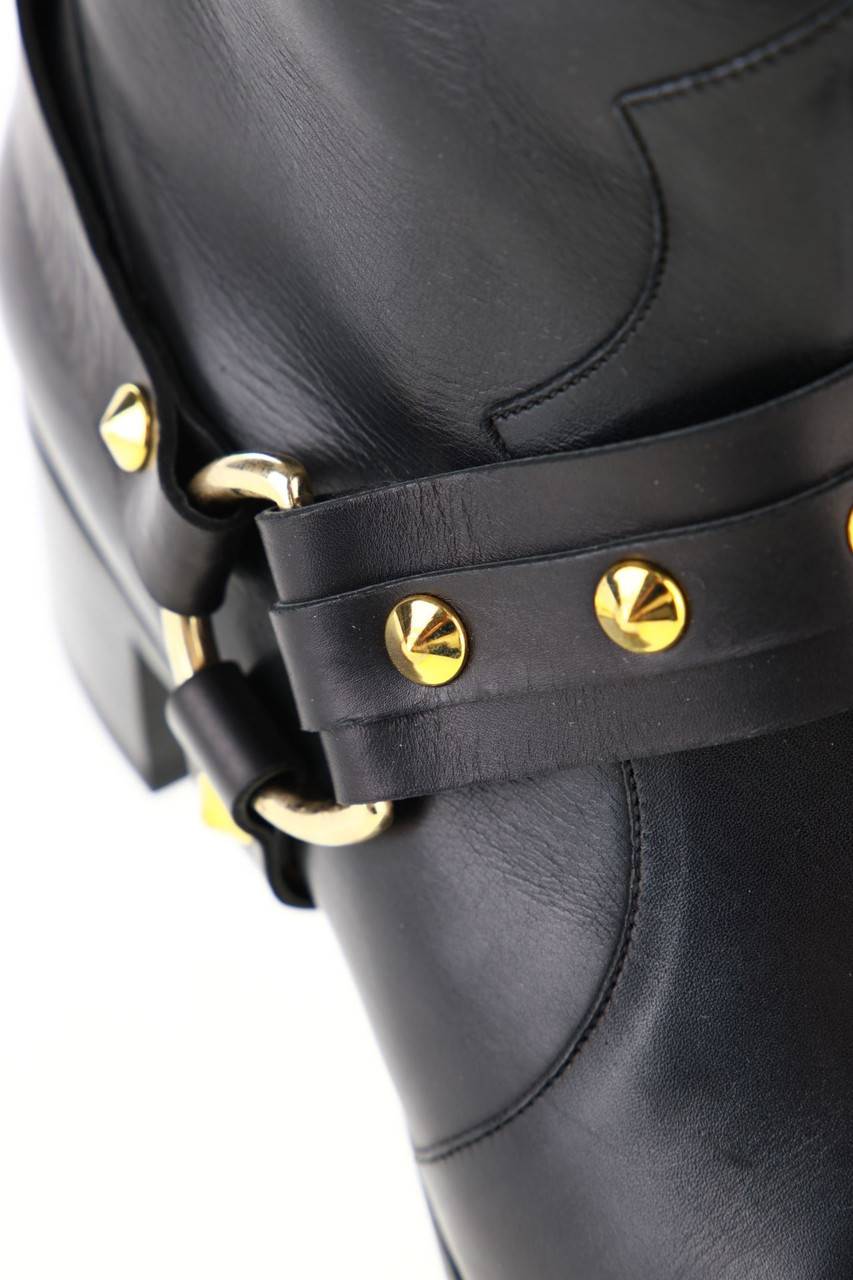 Carou GRANDINETTI Leder-Stiefeletten mit Nieten Tägliche Deals