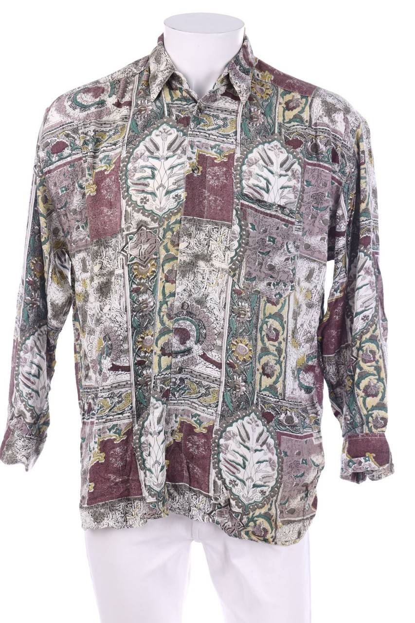 Carou VINTAGE Print-Hemd aus Viskose Super Sparpreis