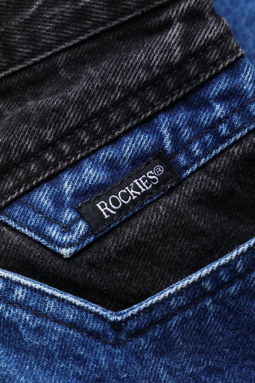 Carou ROCKIES Raw Denim Straight Cut Jeans mit Logo-Patch Zeitbegrenzte Promotion