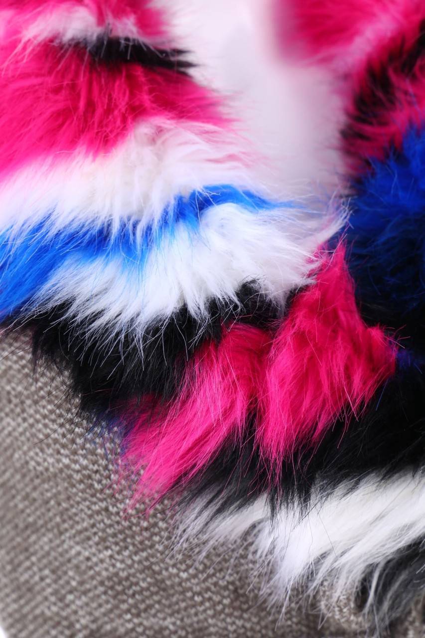 Carou Ohne Label Wickel-Cardigan mit Fake Fur-Besatz Super Sparpreis