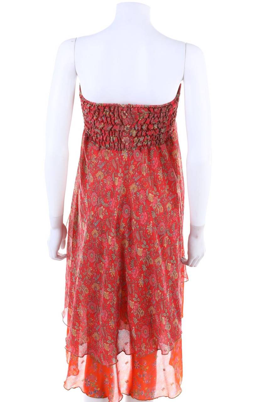 Carou Ohne Label Seidenkleid mit Muster Kostenloser Versand international
