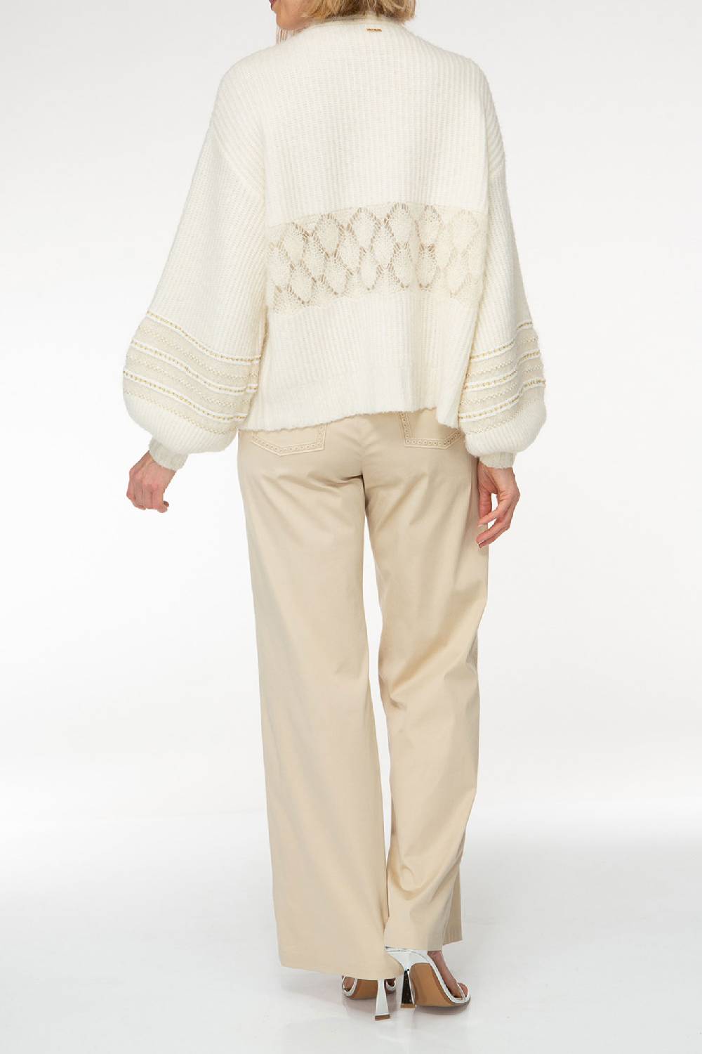 IVI GmbH SOLID KNIT Cardigan mit Zier-Crochet weiß Jubiläumsangebot