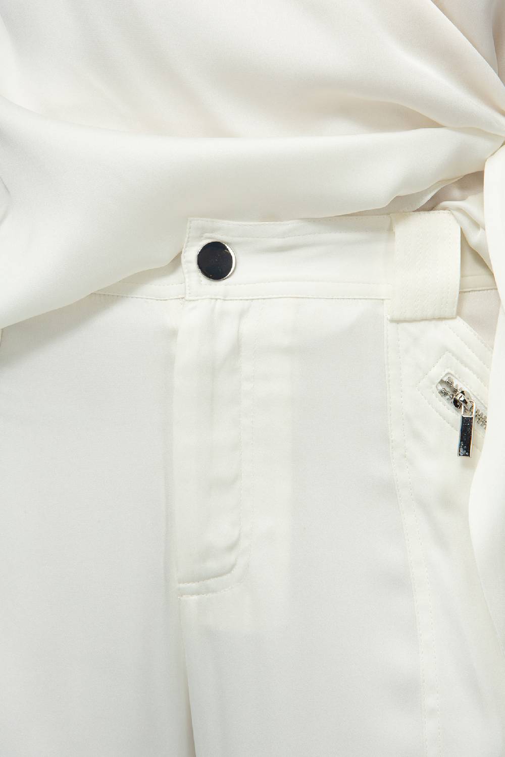 IVI GmbH SOLID SILK Seidenhose mit Cargo-Details weiß Lagerräumung