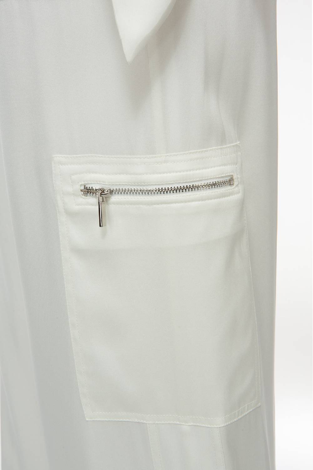 IVI GmbH SOLID SILK Seidenhose mit Cargo-Details weiß Lagerräumung
