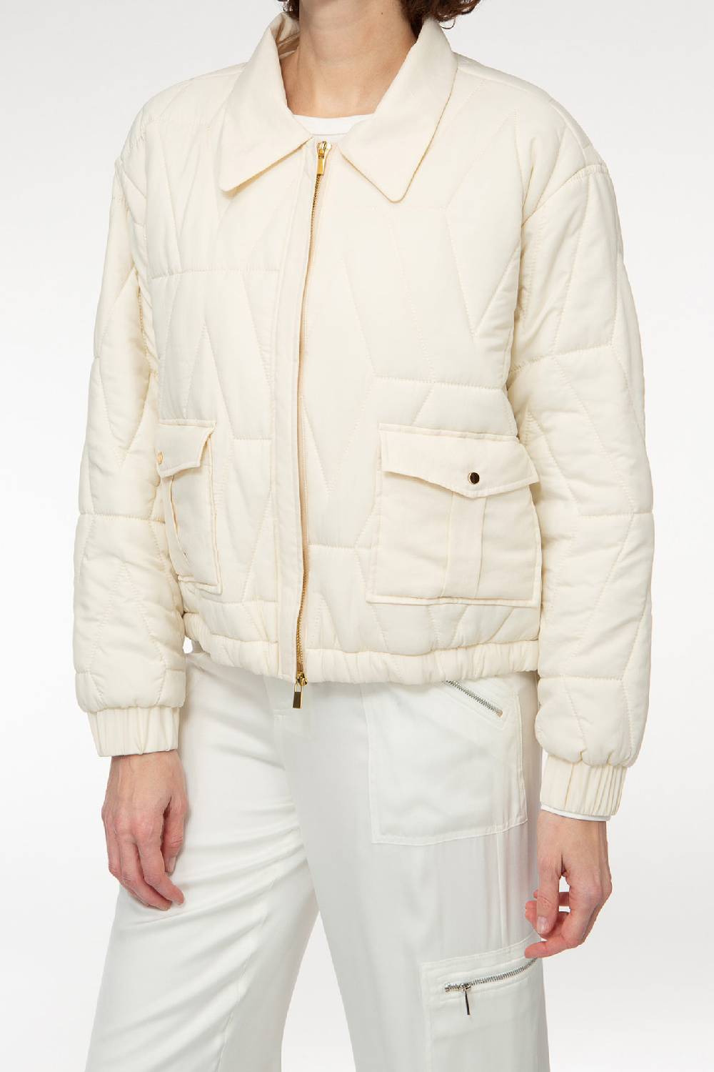 IVI GmbH PUFFER NYLON Jacke mit Signature Steppung weiß Top Angebot